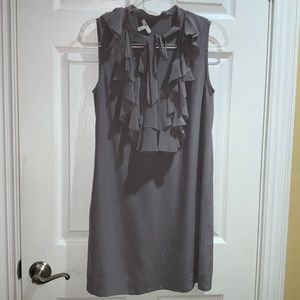 Joie silk sheath mini dress ruffle & tie neckline Sz XS sleeveless V neck